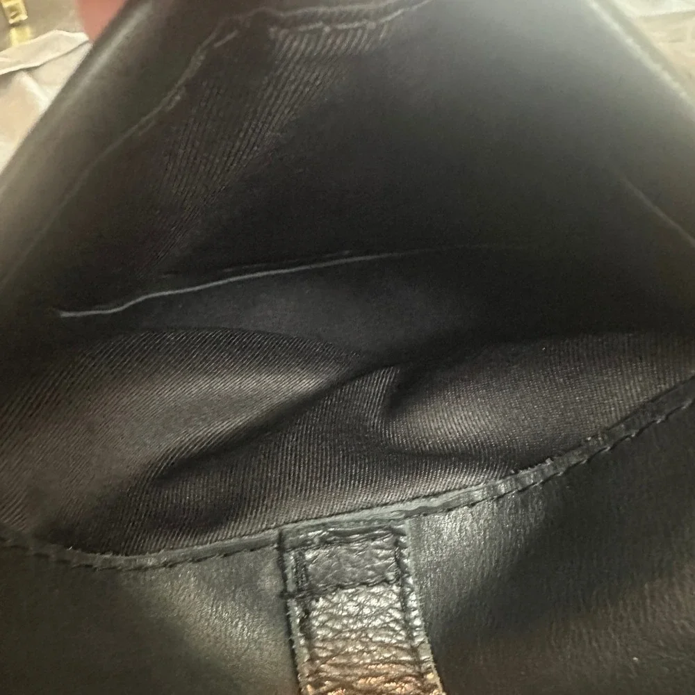 Great American Leather Works Black Leather Crossbody Bag Brass‎ Hardware Woven